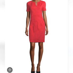 Elie Tahari Lucetta V neck red dress